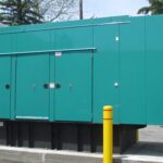 Commercial standby diesel generator installed outdoors for facility backup power