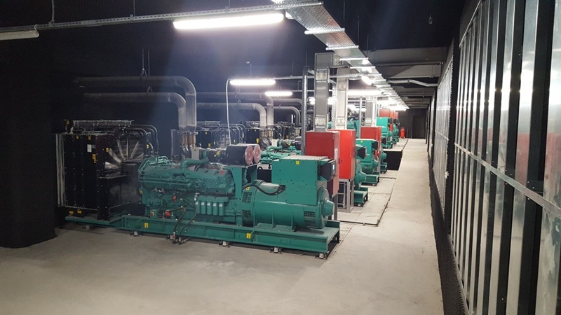 Diesel generator running under industrial load conditions