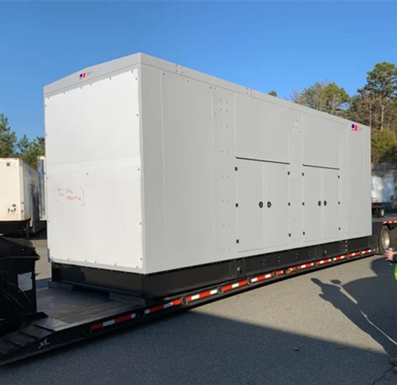 Large containerized diesel generator for institutional backup power systems