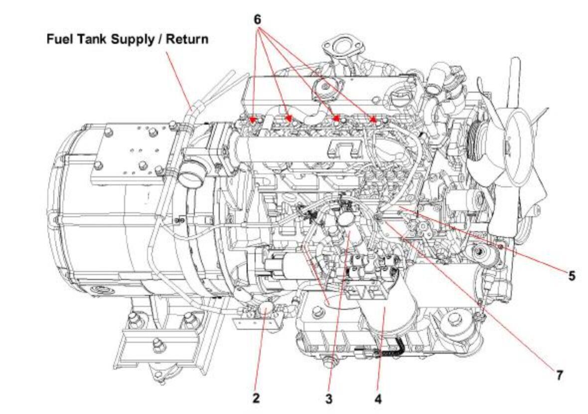 diesel generator fuel system diagram showing fuel lines pump and injectors