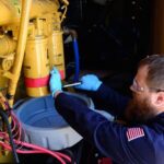 diesel generator technician troubleshooting fuel system after running out of fuel