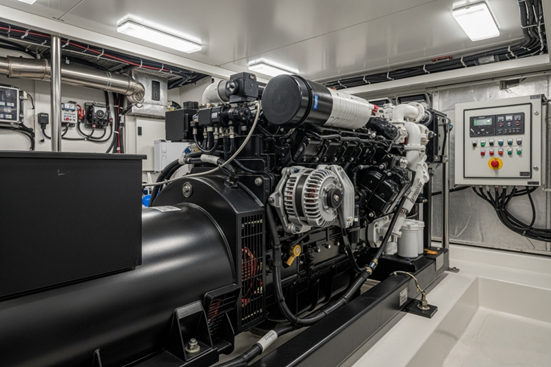 diesel generator supplying electrical load in an industrial facility