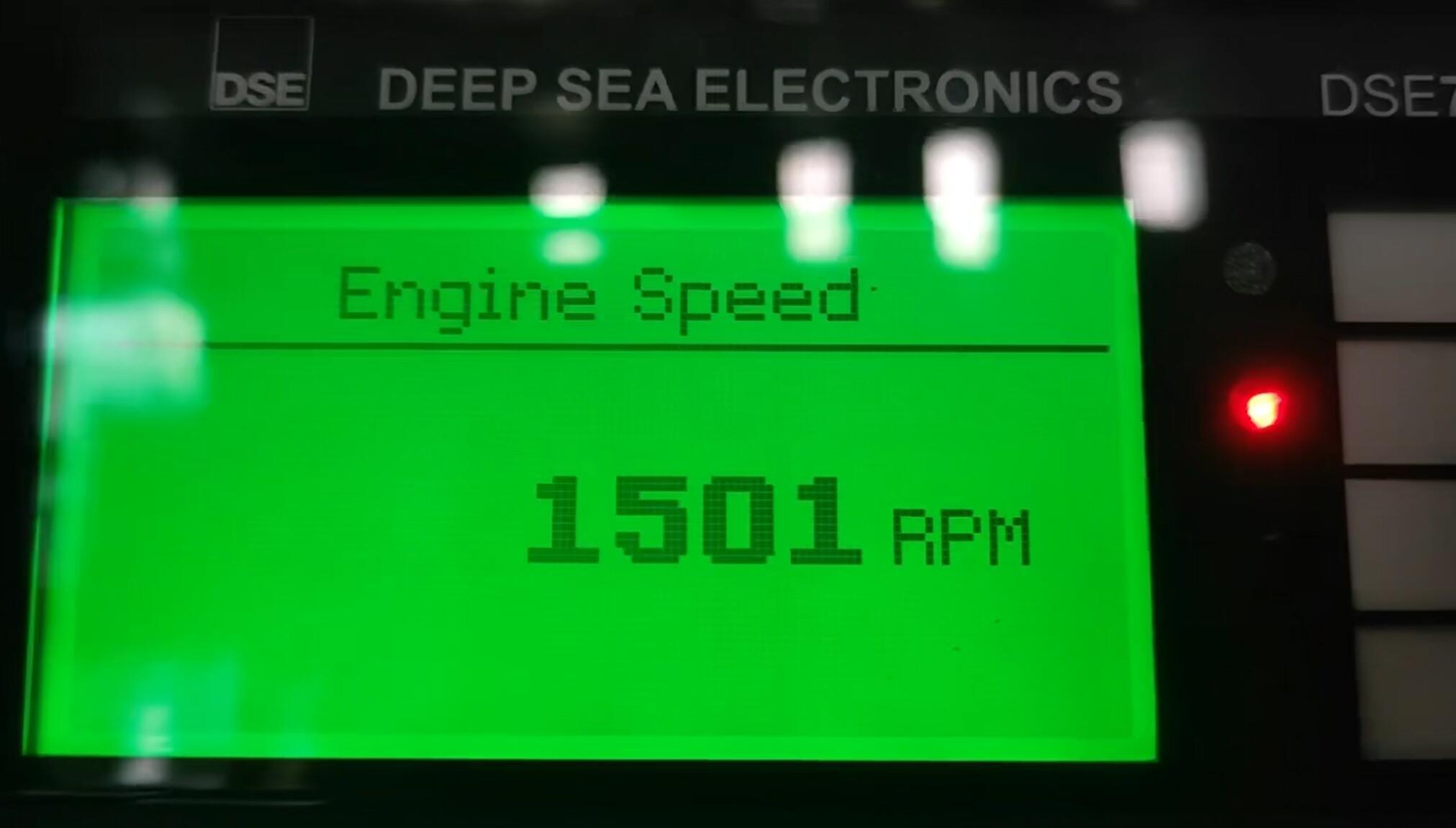 Diesel generator controller showing speed