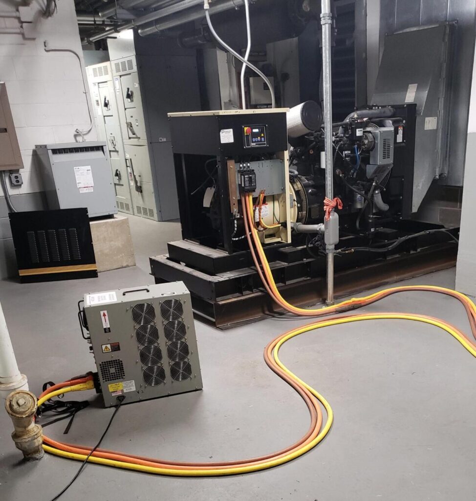 Diesel generator under load bank testing