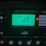 Diesel generator controller showing voltage and frequency during low voltage troubleshooting