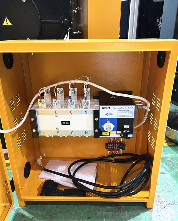 Automatic transfer switch cabinet and generator start control components